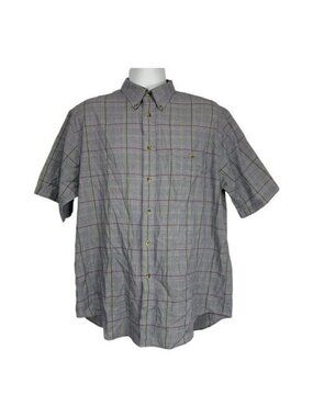 Roundtree & Yorke Wrinkle-Free Mens Plaid Short Sleeve Shirt L Button-Down
